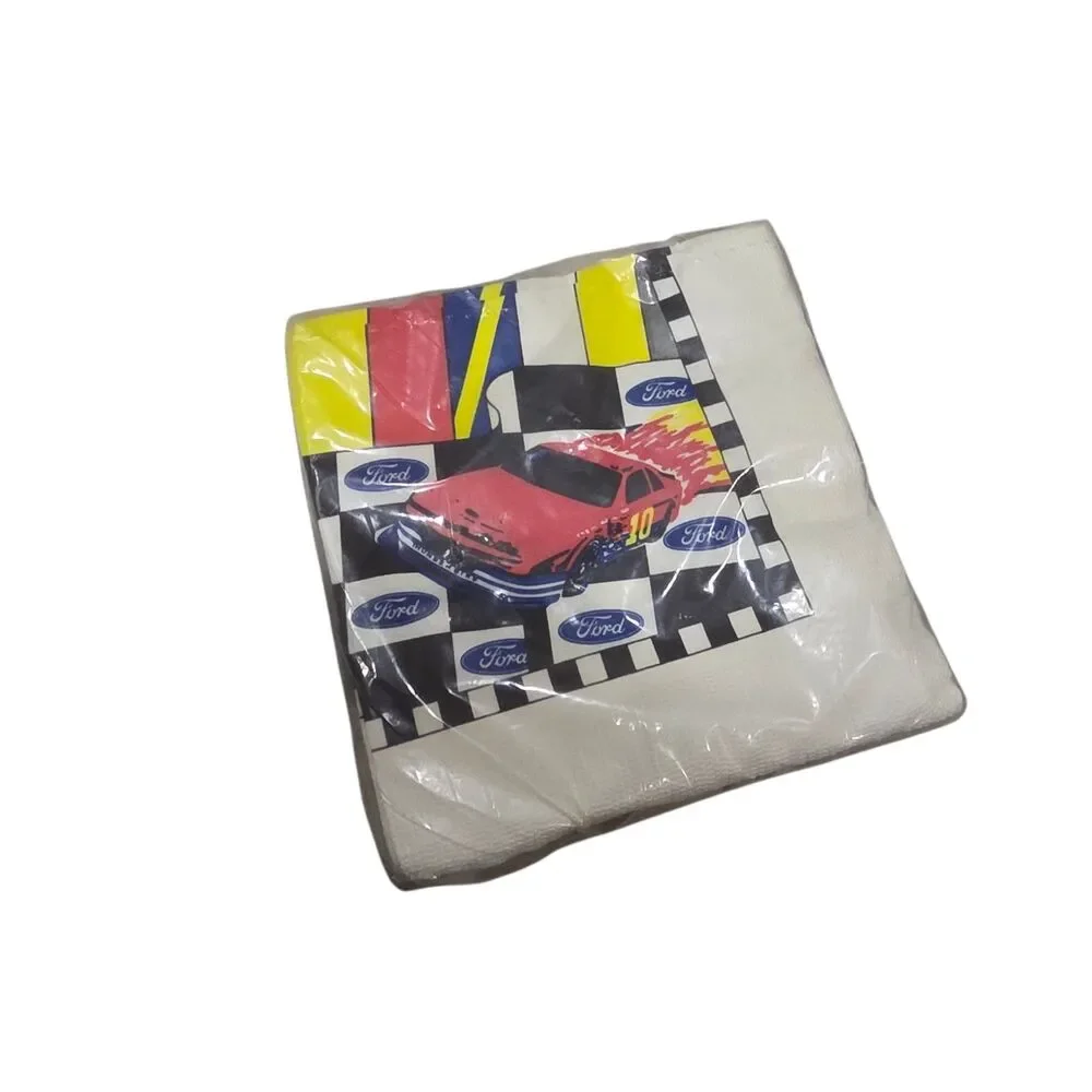 Vintage 1990s Ford Thunderbird NASCAR Racing Beverage Napkins